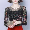 Fashion Elegant Lace Women Tops O-neck Long Sleeve Hollow Floral Clothing Slim Blouses Plus Size 5675 50 210508