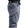 Mens taktiska byxor flera fickelasticitet militära urban tacitcal byxor män slim fett cargo byxa 5xl 211112