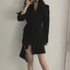 Sonbahar Kore Vintage Bayan Takım Elbise Ofis Bayan Kadınsı Yüksek Sokak Ince Tüm Maç Zarif Blazers Coat Kadınlar Uzun Kollu Dış Giyim 210514