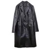 [EAM] femmes noir grande taille en cuir PU Trench revers à manches longues coupe ample coupe-vent mode printemps automne 1DD6435 21512