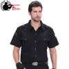 Airborne Quality Herrskjorta US Militärstil med Epaulets Kortärmad 100% Bomull Taktisk skjorta Uniform Man Mode 210518
