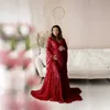 New Maternity Tailing Dress V-Neck Long Flared Sleeves Lace Gown Pregnant Women Fancy Photo Shoot Photography Props Clothes