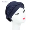 Nuovo popolare europeo e americano tinta unita twist treccia turbante cappello musulmano berretto di seta latte chemioterapia cappello turbante