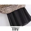 TRAF Women Chic Fashion Leopard Print Soft Touch Midi Camisole Jurk Vintage Backless Dunne riemen Vrouwelijke Jurken Mujer 210623
