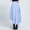 Asymmrrical Rugle Striped юбка для женщин Высокая талия бабочка Свободные повседневные юбки женские весенние мода 210521