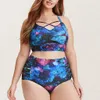 Plus size acolchoado tankdei senhoras swimwear multicolor push up biquini conjunto de cintura alta roupa de banho maiô Brasileiro 2021 210319