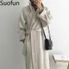 Cintura vintage casual a maniche lunghe 2021 New Fashion Long Autumn Faux Wool Blend Wool Coat Winter Warm Women Warm Wool Coat S0903