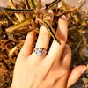 100% 925 Sterling Silver Oval Cut Simulated Moissanite Gemstone Wedding Engagement Diamond Ring hela par ringar Cluster287a