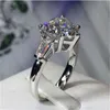 Vecalon Kształt Serca Obietnica Pierścionek 100% 925 Sterling Silver Bijou Diamond CZ Zaręczynowy Zespół Ślubny Pierścienie Dla Kobiet Biżuteria Bridal