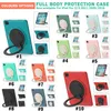 360 ° Rotation Kickstand Tablet Fodraler för iPad Pro 12,9 tum Samsung Galaxy Tab S7 Plus / Fe T970 / T975 T730 / T735 Fällande handtag grepp stötsäker skyddskåpa