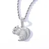 Hip Hop Iced Out Wisiorek Cute Little Squirrel Naszyjnik Micro Better Cubic Cyrkon Mens Bling Biżuteria Prezent