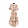 Sommar Bohemian Dress Women Boho Floral Long Vintage Elegant Vestidos Bkacless Party Holiday Beach 210521