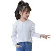 Koszula dla dziewczyny Koronki Neck Bluzka Dla Dzieci Casual Bluzki S Wiosna Jesień Nastolatek Ubrania S 210527