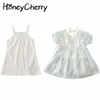 summer pure color parent-child cheongsam two-piece mother-daughter dress set family matching clothes 210701