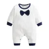 Infant Baby Boys Girls Gentleman Rompers Clothing Spring Autumn Kids Boy Girl Long Sleeve Clothes 210429