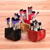 3pcs 3 Colors Makeup Brushes Holders Fashion Protable Organizer Bucket Case Brush PU Leather Pen Holder Storage Cosmetic Bag Make Up Tools Whole Sale