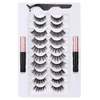 Eyelashes magnéticos Kit de delineador de líquido magnético com pinças 10 pares atualizados 5D falsos cílios naturais reutilizáveis ​​sem cola necessária