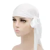Unisex Women Men Silk Durag Turban Hat Wigs Biker Headwear Headband Hair Accessories Long Tail Strap Bandanas Silky Satin Durags