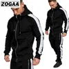 Men Tracksuits Outwear Hoodies Zipper Sportwear Sets Male Sweatshirts Cardigan Set Clothing Pants Plus Size S-3XL 211123