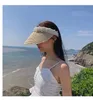 Women Hat Straw Visirs For Wide Brim Roll Up UV Protection Beach Topless Pearl Sun Hats Floppy Foldble Elob22