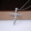 Pendant Necklaces Heart Shaped Gorgeous Zircon Crosses Pendants Choker Chains White Gold Color Necklace For Women Fashion Jewelry Wholesale