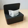 Wet Wipes Dispenser Holder Case with Lid Black Dustproof Tissue Storage Box for Home Office Store 210326