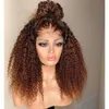 Peruvian Virgin Human Hair 1B 30 Ombre Color Kinky Curly 4X4 Lace Wigs Part 10-32inch 150% Density 180% 210%250L