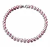 8-9mm Purple Natural Pearl Beaded Necklace 18inch Women's Gift Bridal Jewelry Choker