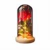 装飾的な花の花輪2021 LEDエンチャントギャラクシーローズ永遠の24KゴールドフォイルフラワーCHRI223Dのための妖精の弦ライト付きドーム