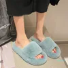 Slippers 2021 koe suède lederen pluche bont gevoerd vrouwen winterhuis half casual schoenen slip op huis vrije tijd flats waterdicht