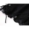 Black Lace Patchwork Goth Blouses Women's Streetwear Square Collar Puff Short Sleeve Shirt Sommar Sexig upp Skräddare 210515