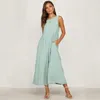Women's Jumpsuits & Rompers 2021 Summer Jumpsuit Women Long Overalls Beach Loose Casual Solid Boho Sleeveless Female Wide Leg Pants