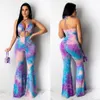 LS6346 European and American women's Jumpsuits sexy backless skinny bandage printed bodysuits