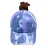 Tie-dye Criss Cross Ponytail Hats 7 Colors Woman Washed Baseball Caps Outdoor Sports Messy Bun Trucker Hat CYZ3217