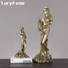 YuryFvna Greek Goddess of Luck and Fortune StatuesResin Blinded Lady Holding The Horn of Wealth Roman Figurines Home Decor 210607