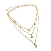 Female Multi Layered Moon Women Necklaces Choker Statement Crystal Gold Color Necklace Girl Party Wear Gift Jewelry