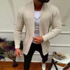 Herrtröjor Sjalkrage Cardigan Tröja Herr Höststickad kappa med ficka Casual Slim Fit Grov Pull Homme Beige Stickad