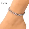 Bracelet pour femmes bracelet glacé des chevilles de liaison cubaine bracelets gold argenté rose diamant en diamant à la cheville de cheville bijoux de chaîne de carrosserie 668 Q24214869