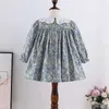 Style coréen Printemps Enfants Filles Robe Floral Turn-Down Col Princesse Robes Idyllique Mode Vêtements E1009 210610