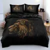 Cobertura de colcha de leão 3D conjuntos de lençóis preta travesseiro shams rei rainha super gêmeo duplo tamanho completo 180 * 200 cm animal têxtil têxtil 210615