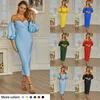 Street Style Partykleider Damen Oversleeves Cross-Border Bankett Bandage Langes Kleid230S