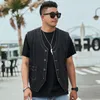 Big Size Men's Vests Loose Casual Denim Waistcoat Simple Design XL-8XL Motorcycle Sleeveless Jacket For 150kg Fat Guy Male Clothing