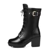 Botas Kobiety Motocykl Kostki Botki Klinki Kobiet Lace Up Platformy Sprężyna Czarna Skóra Oxford Buty Kobieta 2021 Botas Mujer Y1105