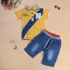 Casual baby boys kläder kostymer barn t-shirt + shorts jeans 2-stycken kläder set barn tee shirts panties pojke outfits 210326