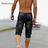 Samlona Mężczyźni Demin Spodenki Lato Sexy Jean Skinny Mężczyzna Punk Style Zipper Multi Kieszonkowy Dance Krótkie spodnie męskie Odzież męskie Dżinsy