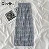 Qooted pleated drape wide-ben byxor kvinnors sommar färg matchande hög midja mode lösa byxor all match mjuk casual byxa qt596 210518