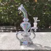 2021 Hookah Bong Glass Dab Rig Multi Color Green Recyler Water Bongs Smoke Pipes 9 Inch Height 14mm Female Joint with Quartz Banger