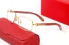 Sunglasses square rimless light color decorative mirror rectangular glasses fashion Luxury round frame accessories With original box and mirror box