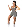 Frauen einfarbig dünne Strampler Mode Trend Ananas Stoff U-Ausschnitt ärmellose Tops Shorts Designer weibliche Sommer Sport Yoga Casual Jumpsuits