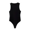 Black Patchwork Basic Bodysuit Femmes Sexy Summer s Fashion Skinny Barboteuses 210430